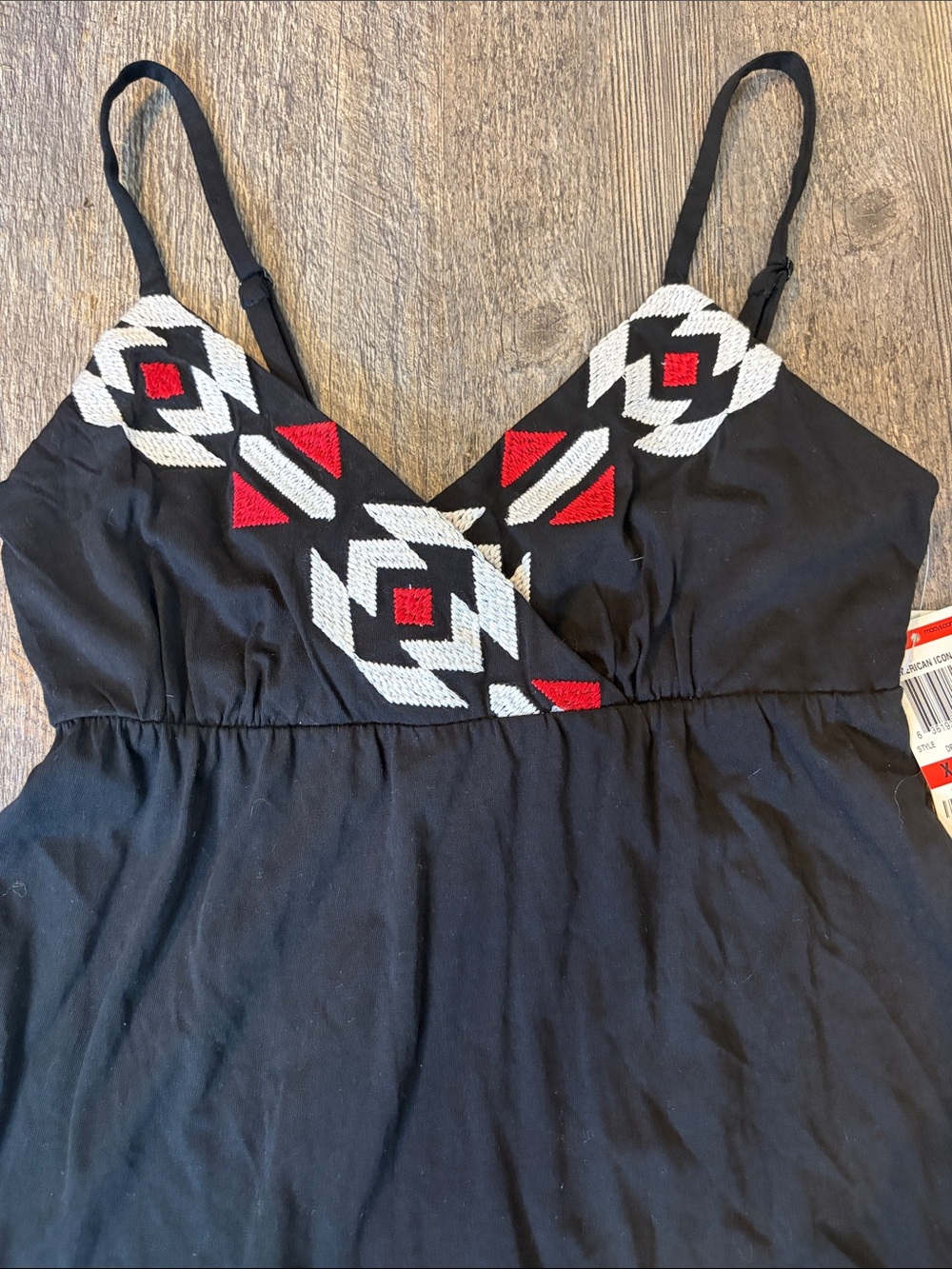 Black Geometric Embroidered Sundress - Picture 2 of 4